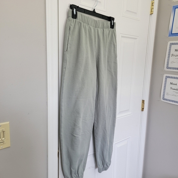 John Galt Sage Light Green Sweatpants Gathered Ankle Comfy Casual OS Small - Picture 3 of 8